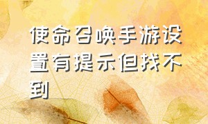 使命召唤手游设置有提示但找不到