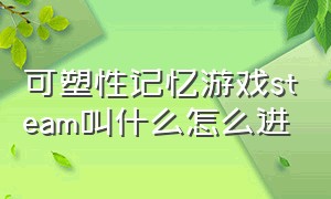 可塑性记忆游戏steam叫什么怎么进