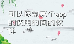 可以限制某个app的使用时间的软件