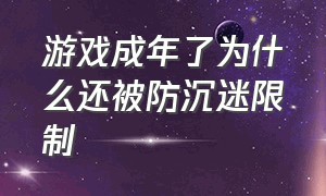 游戏成年了为什么还被防沉迷限制