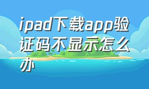 ipad下载app验证码不显示怎么办