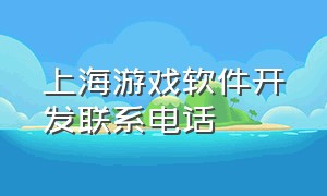 上海游戏软件开发联系电话