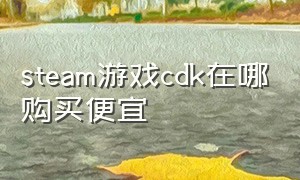 steam游戏cdk在哪购买便宜