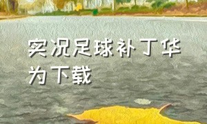 实况足球补丁华为下载