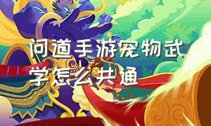 问道手游宠物武学怎么共通（问道手游）