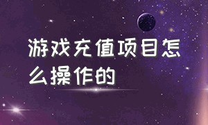 游戏充值项目怎么操作的