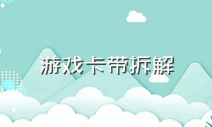 游戏卡带拆解