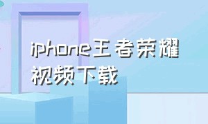 iphone王者荣耀视频下载
