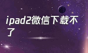 ipad2微信下载不了