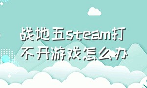 战地五steam打不开游戏怎么办