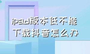 ipad版本低不能下载抖音怎么办