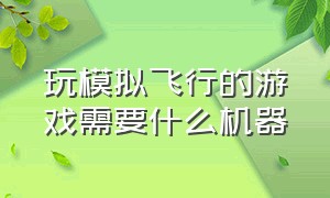 玩模拟飞行的游戏需要什么机器