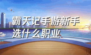 霸天记手游新手选什么职业