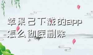 苹果已下载的app怎么彻底删除