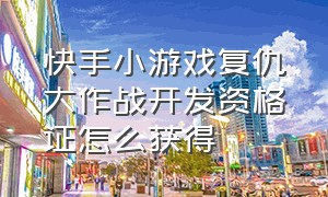 快手小游戏复仇大作战开发资格证怎么获得