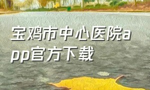 宝鸡市中心医院app官方下载