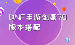 DNF手游剑豪70版本搭配