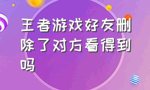 王者游戏好友删除了对方看得到吗