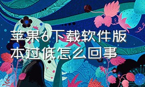 苹果6下载软件版本过低怎么回事