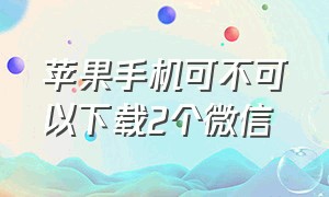 苹果手机可不可以下载2个微信（苹果手机可不可以反向充电）