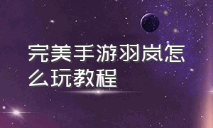 完美手游羽岚怎么玩教程