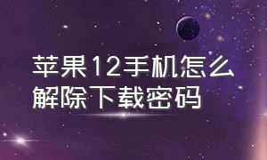 苹果12手机怎么解除下载密码