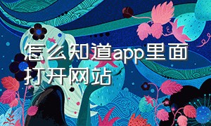 怎么知道app里面打开网站