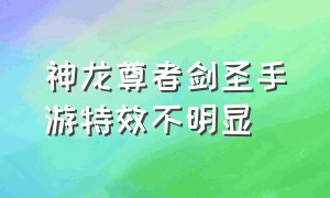 神龙尊者剑圣手游特效不明显（神龙尊者剑圣端游会出吗）