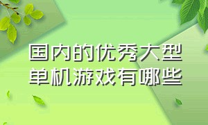 国内的优秀大型单机游戏有哪些