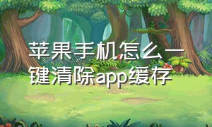 苹果手机怎么一键清除app缓存