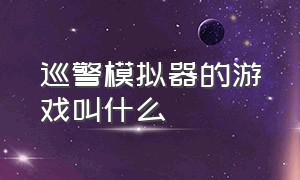 巡警模拟器的游戏叫什么（巡警模拟器的游戏叫什么名字）