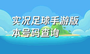 实况足球手游版本号码查询