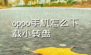 oppo手机怎么下载小转盘