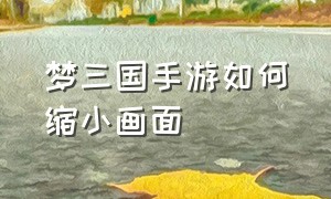 梦三国手游如何缩小画面