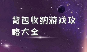 背包收纳游戏攻略大全