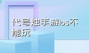 代号烛手游ios不能玩