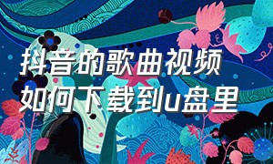 抖音的歌曲视频如何下载到u盘里