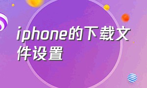 iphone的下载文件设置（iphone下载文件保存位置设置）