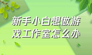 新手小白想做游戏工作室怎么办