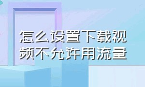 怎么设置下载视频不允许用流量