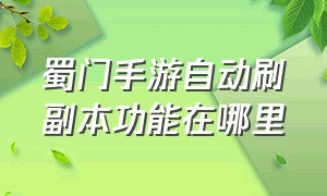 蜀门手游自动刷副本功能在哪里