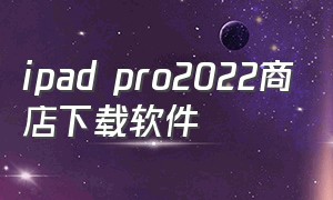 ipad pro2022商店下载软件