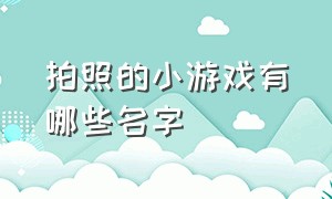 拍照的小游戏有哪些名字