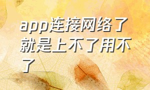 app连接网络了就是上不了用不了（app连接不上网络怎么办）