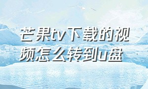 芒果tv下载的视频怎么转到u盘