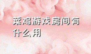 菜鸡游戏房间有什么用