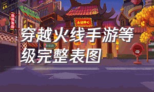 穿越火线手游等级完整表图