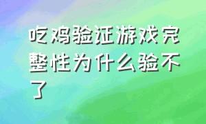 吃鸡验证游戏完整性为什么验不了（吃鸡验证游戏完整性失败怎么办）