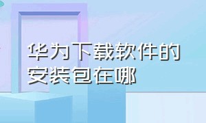 华为下载软件的安装包在哪（华为手机下载的软件安装包在哪里）