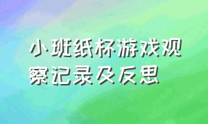 小班纸杯游戏观察记录及反思（小班纸杯游戏观察记录及反思总结）